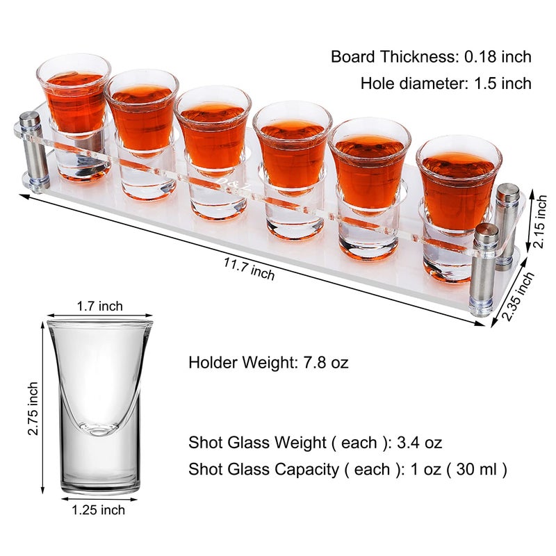 DZ D&Z 6 Shot Glasses in Assembled Acrylic Tray, 1 oz Crystal Tasting Cup for Spirits, Beers and Wines, Novel and Easy-to-Use Tool Make Your Party Attractive, Right Helper and Decoration for Family Bar - Image 5